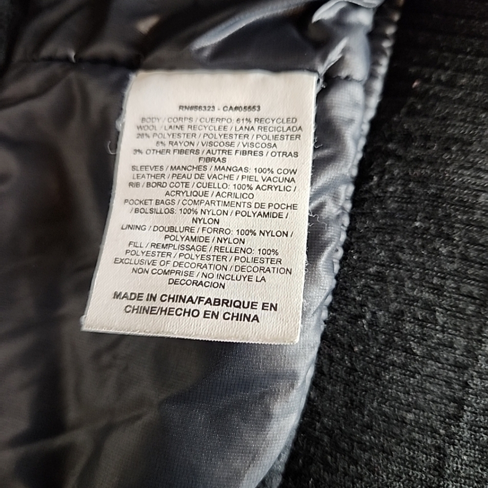 Nike NSW Canarinho Destroyer Bomber Jacket Mens Large Black Leather Wool Retro - Picture 15 of 15